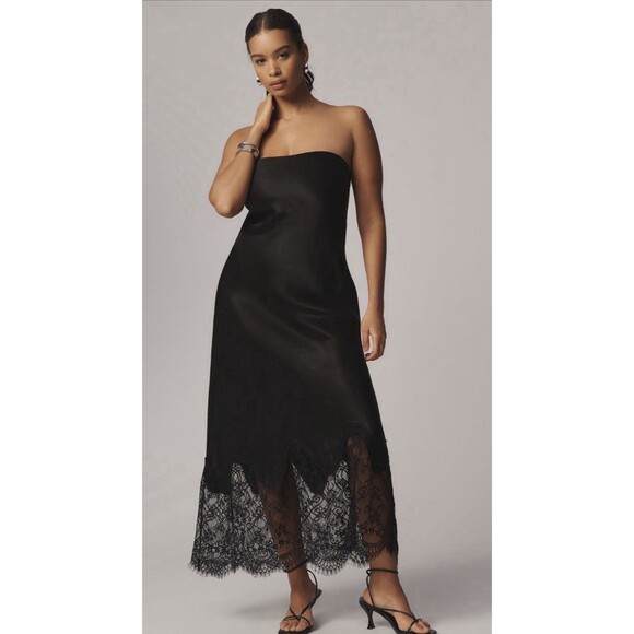 anthropologie black lace dress ML Monique Lhuillier Black Lace Dress